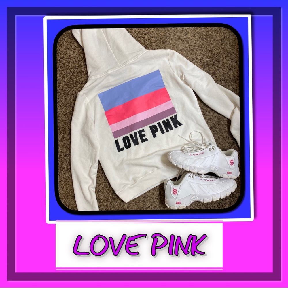 EUC Retired PINK Quarter Zip Hoodie 🌈🌈